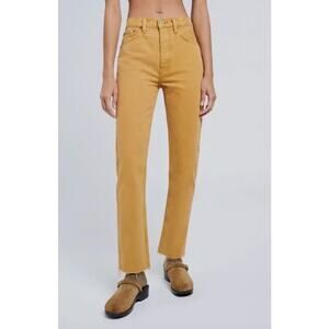 Re/Done 70s Stove Pipe High Rise‎ Straight Leg Denim Jeans Mustard Size 25